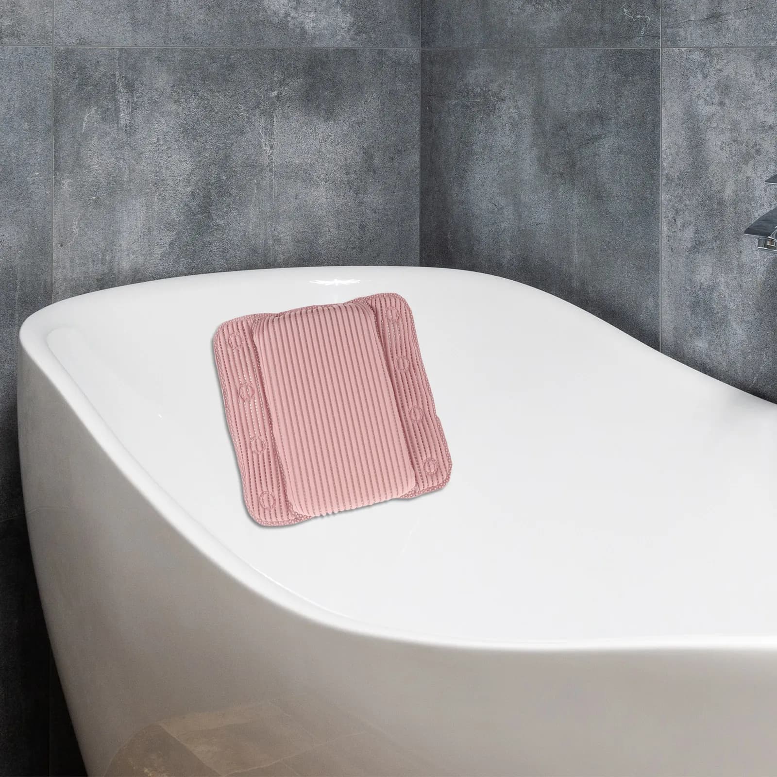 Bathtub Pillow for Tub with 8 Non-Slip Suction Cups 29x31cm Ergonomic Double-Wing Design Soft PVC Foam Mesh Cushion for Full