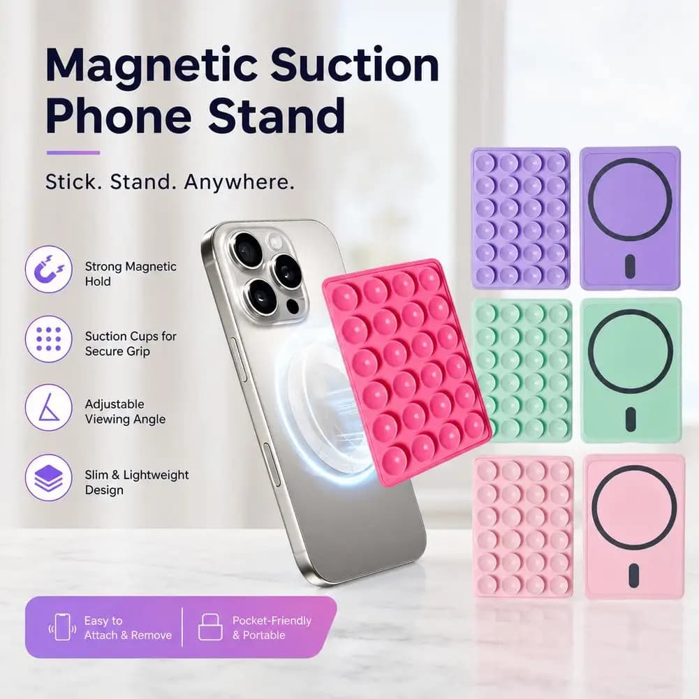 Silicone 24 Suction Phone Holder Multifunctional Suction Cup Mat Wall Stand Anti-Slip Single Sided Case Glue Mount Back Stickers