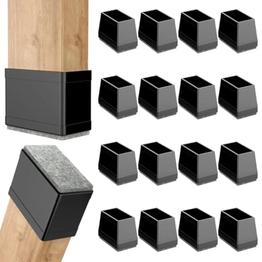 Protezioni per Gambe di Sedie Rettangolari per Pavimenti in Legno, 16 Pezzi, Coperture in Silicone per Proteggere Pavimenti in Legno e Piastrelle, Cuscinetti in Feltro per Gambe di Mobili