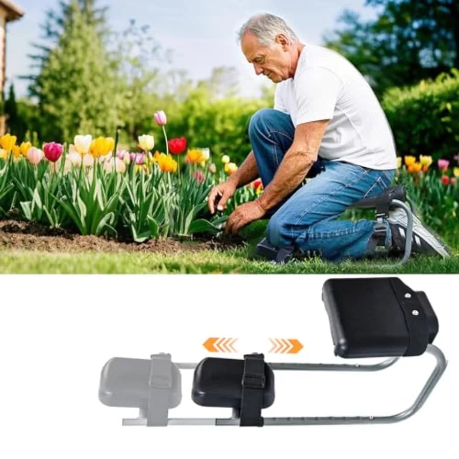 Sgabello da Giardino Regolabile in Altezza e Angolazione con Cuscino Ergonomico per Ginocchia e Seduta, Protezione Articolare