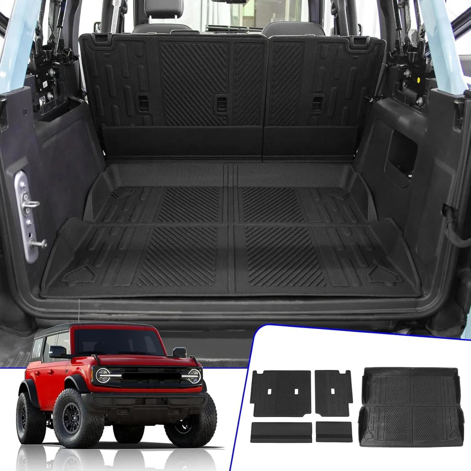 Baggage Mat Compatible with Ford Bronco 4 Doors 2021-2026, Seat Protector Set