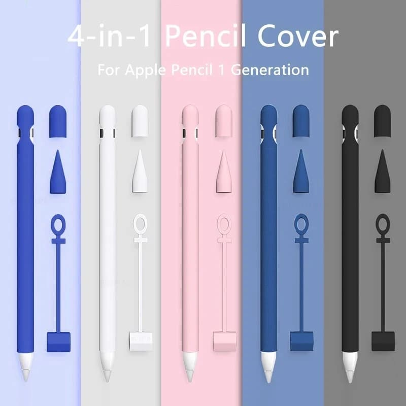 Custodia protettiva in silicone morbido colorato 4 in 1 per Apple Pencil Custodia protettiva per tablet Touch Pen Stylus di prima generazione per iPad