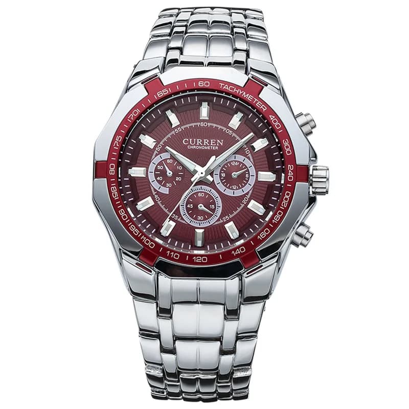 CURREN 8084 orologio al quarzo da uomo orologio da polso con Display analogico con cinturino in acciaio inossidabile argentato di moda di lusso per uomo