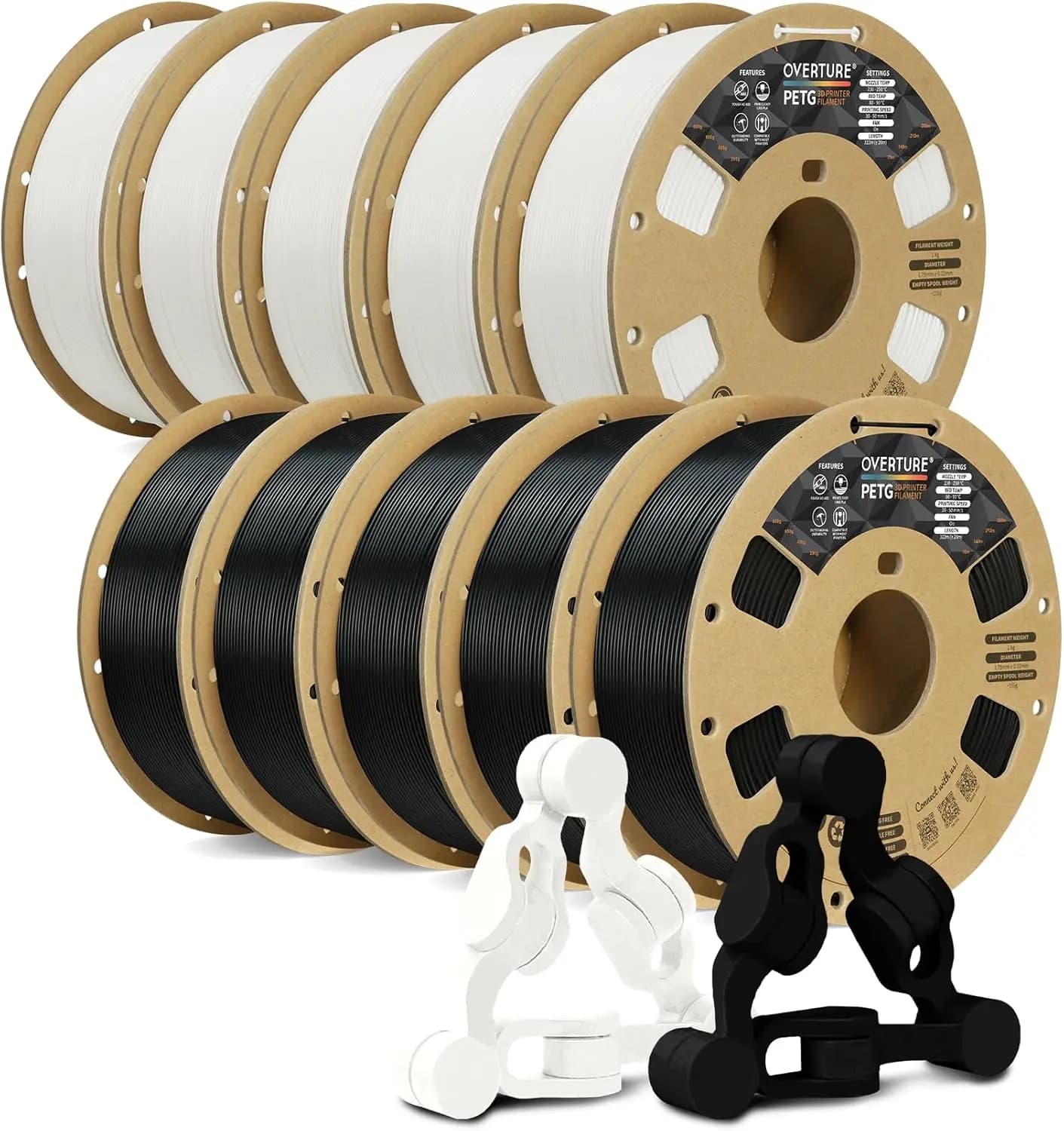 PETG Filament 1.75mm Bundle 10kg, High Speed 3D Printer Filament, Neatly Wound & Clog-Free, 10 Pack 1kg(2.2lbs), Accuracy +/- 0.