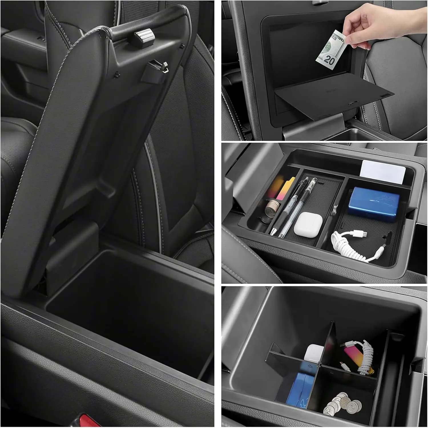 3PCS Center Console Organizer Compatible For Honda 2023-2025 Accessories Center Console Dividers Organizer Hidden Storage Box