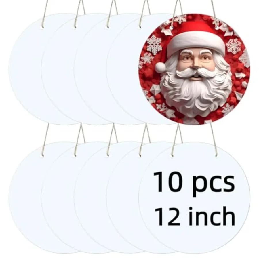 12 Inch Metal Sublimation Ornament Blanks Unfinished Round Aluminum Sign Blank Sublimation Door Hanger Blanks DIY Decorative Do