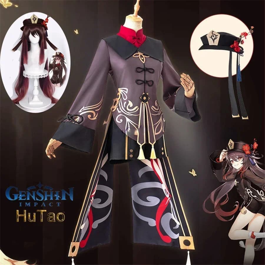 CosplayGame Genshin Impact Hutao Costume Cosplay Parrucca uniforme Cosplay Gioco anime Hu Tao Costumi di Halloween in stile cinese per donne