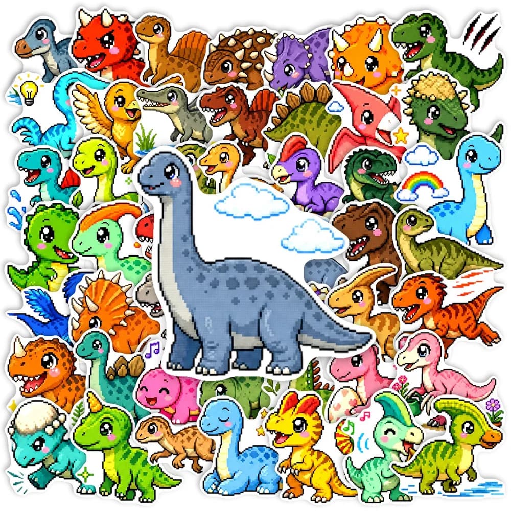 10/30/50pcs Cute Dinosaur Cartoon Stickers Cool Animal Decals Toys Waterproof DIY Scrapbooking Skateboards Laptops