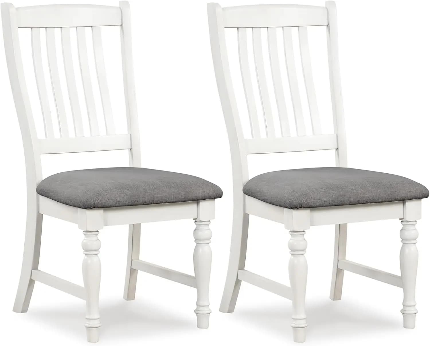 Wood Dining Chairs Set of 2, Farmhouse Kitchen Chairs, Max Load 355 Lbs, Upholstered Side Chairs with Cushion, White