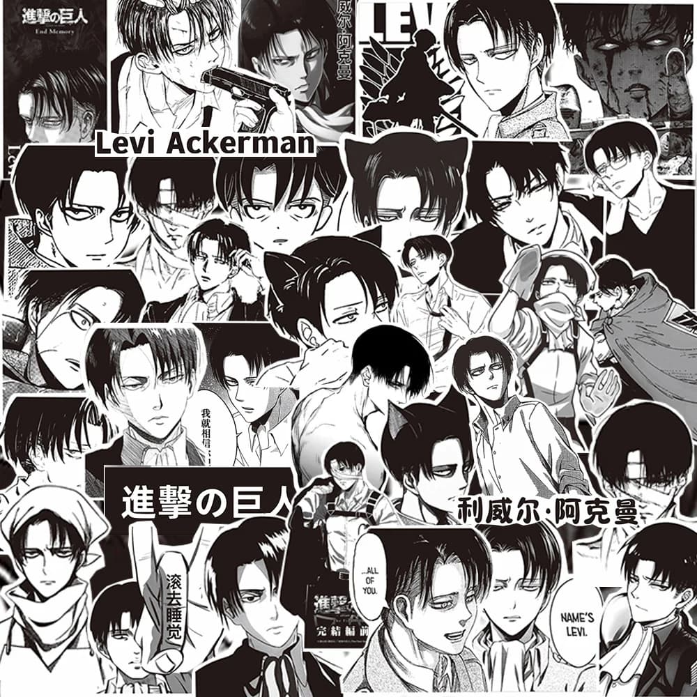 65 pezzi Attack on Titan Levi Ackerman adesivi decalcomanie laptop auto moto notebook adesivo decorazione cool giocattoli classici per bambini