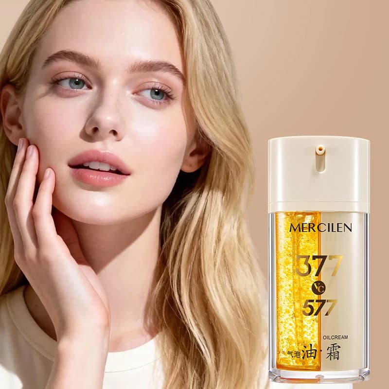 Mercilen Moisturizing Bubble Oil Cream Combination Contains Three Core Skin-Nourishing Ingredients: Niacinamide, Collagen, and Plant-Based Squalane, Providing Precise Care for Both Hydration and Oil Balance, Effectively Improving Dry Skin, Brightening, Firming, and Making Skin Appear More Youthful