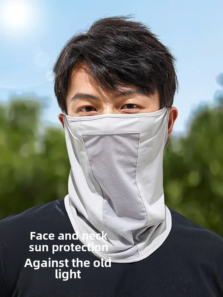 Solar Protection Face Mask B112 Full Man Sunscreen Ice Silk Scarf Men's Mask Covers Cycling Face Scarf Hanging Ear