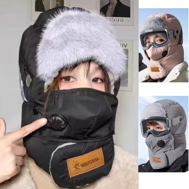 Cappello caldo moda invernale all'aperto Uomo Cappelli da sci addensati invernali per donna Cappello con cappuccio antivento Berretto da ciclismo Cappelli e occhiali Lei Feng