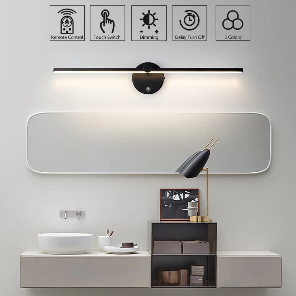 Lampada da Parete LED con Telecomando, Striscia Luminosa a Tre Colori con Dimmerazione Infinita e Rotazione a 350° ° Illuminazione per Camera da Letto, Studio e Soggiorno