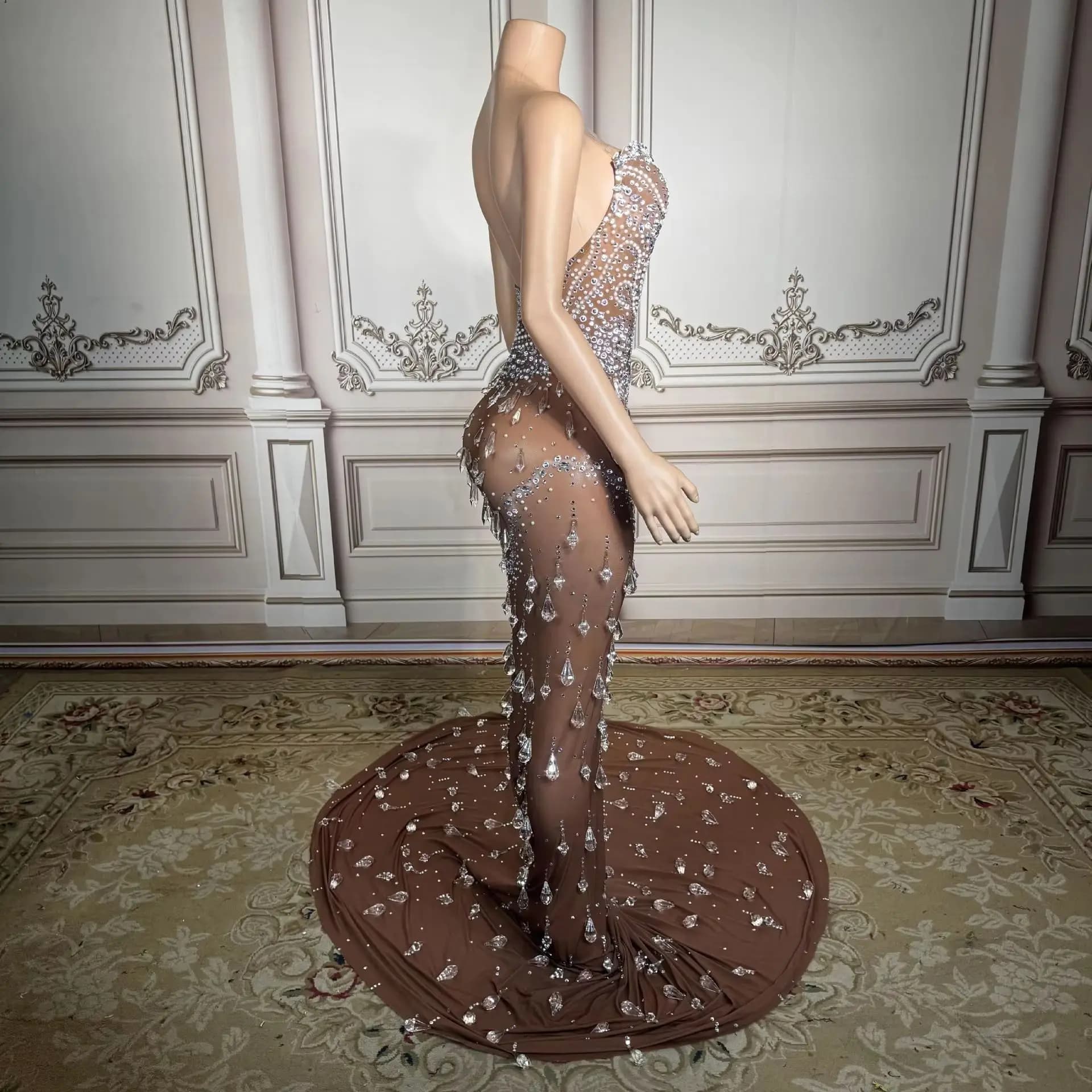 Diamond Evening Dresses Crystal Evening Gown Dress Elegant Prom Dresses Ball Gown