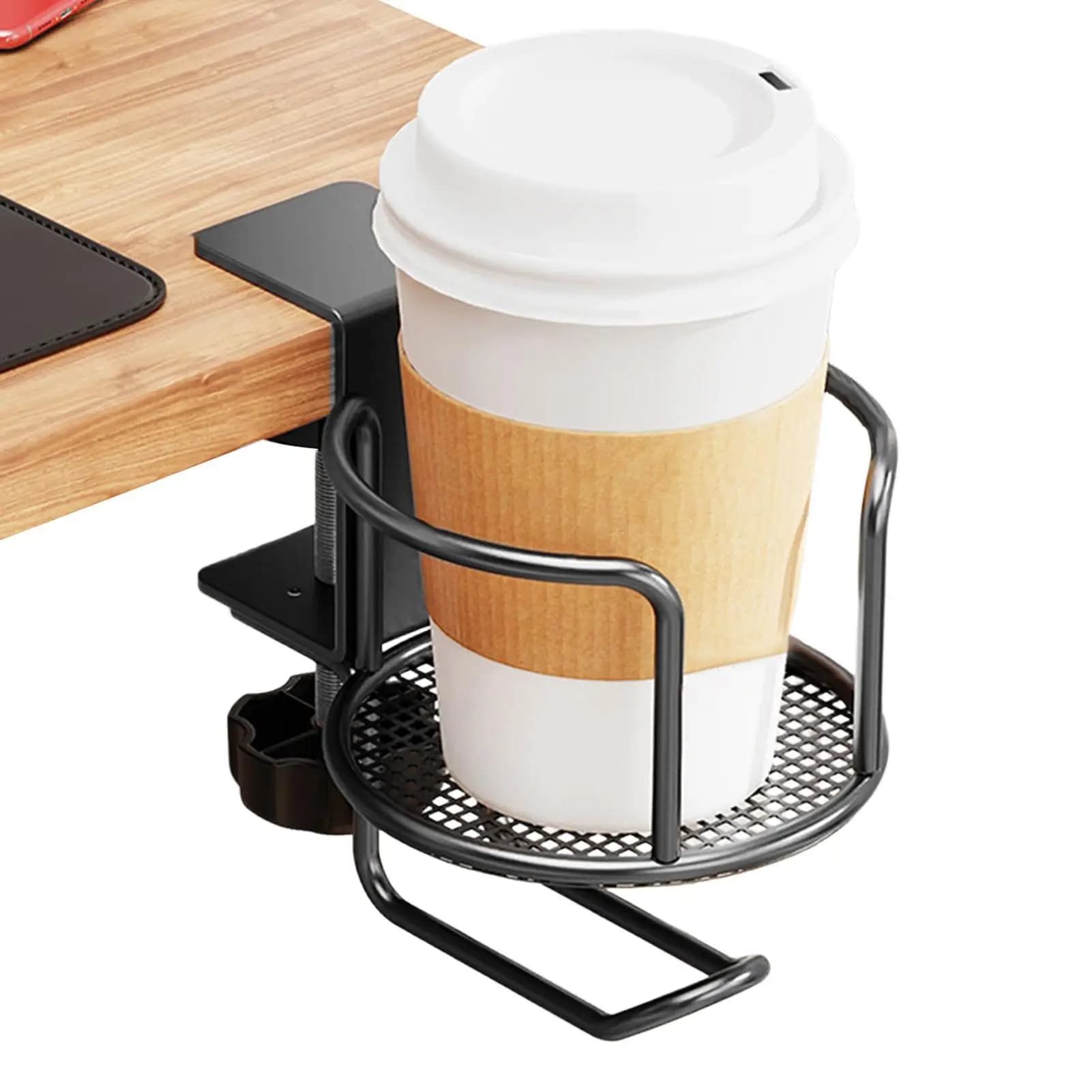 Portabicchieri da scrivania 2-in-1 con gancio per cuffie, organizer da tavolo per bevande, supporto stabile per tazze, bicchieri, bottiglie d'acqua, casa e ufficio