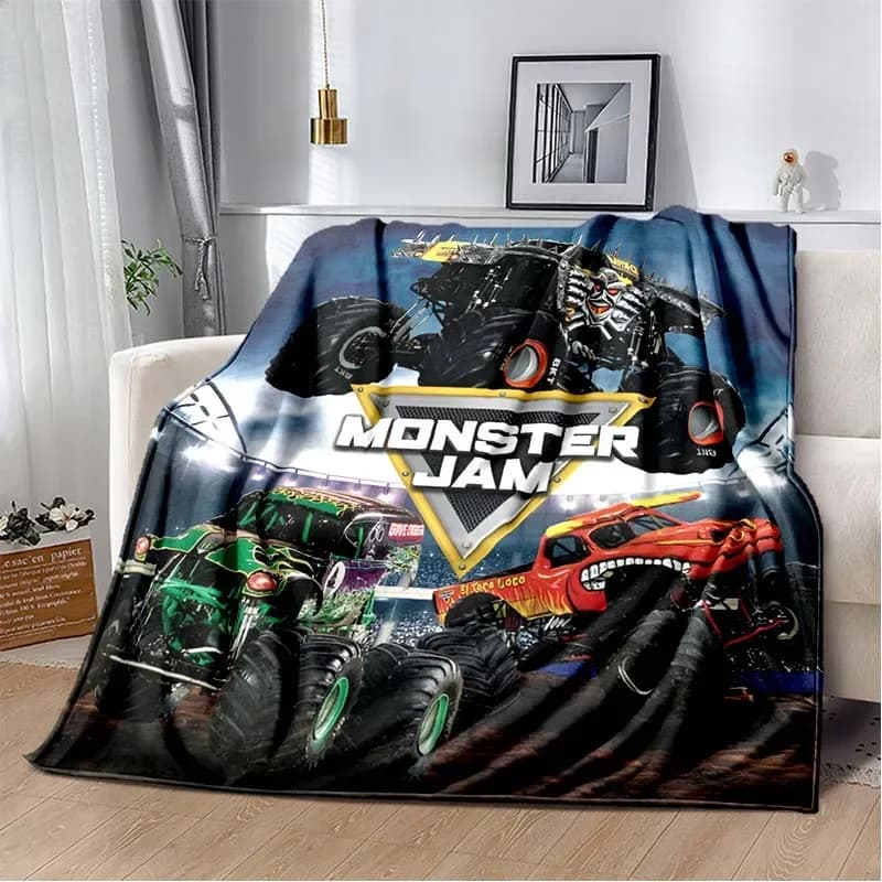Coperta da cartone animato Monster Jam Monster Truck 3D Coperta morbida in flanella Coperta da tiro per ragazzi Camera da letto Divano letto Coperta da tiro calda Coperta da picnic