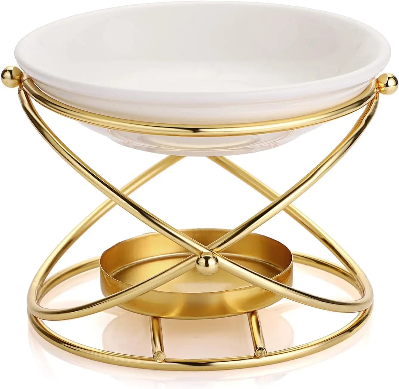 European Style Metal Essential Oil Burner, Ceramic Romantic Scaldacera with Tealight candle holder for Aromatherapy and Home Furniture