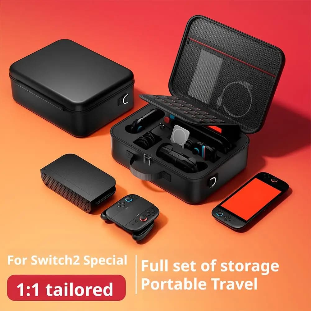 Custodia Completa per Nintendo Switch 2, Organizer da Viaggio Rigido a Grande Capacità con Porta Schede di Gioco, Borsa Portatile