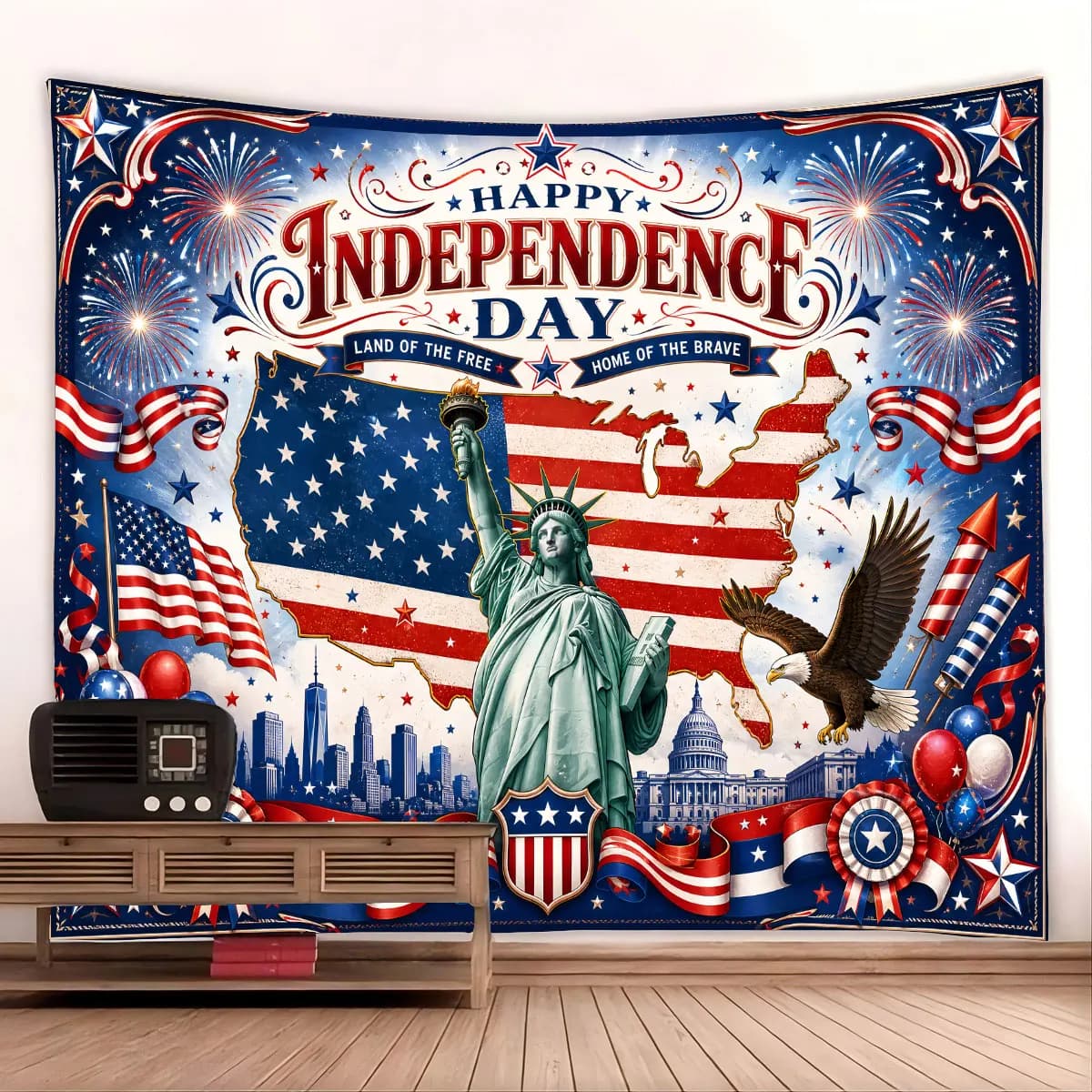 1pc American 250 Independence Day Print 90g Tapestry Multi Size Background Wall Decoration Space Pendant Gift Background Cloth