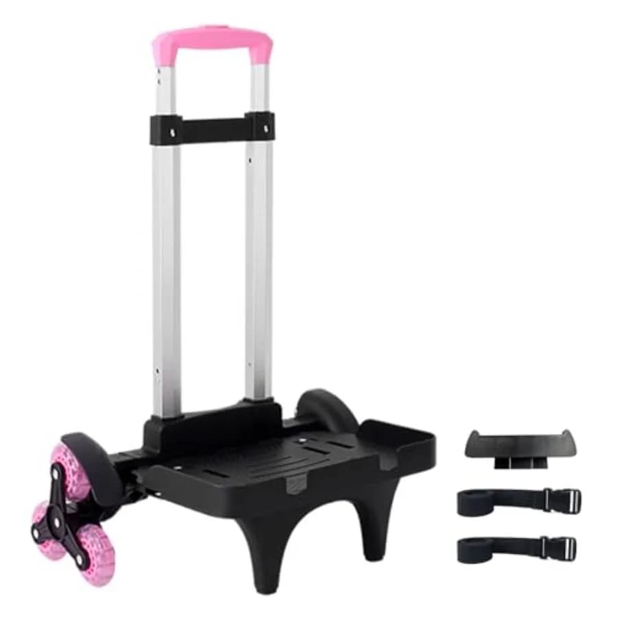 Trolley Zaino Pieghevole in Lega di Alluminio con 3 Ruote e Cinghia per Bagagli, Carrello da Viaggio con Protezione Bordi