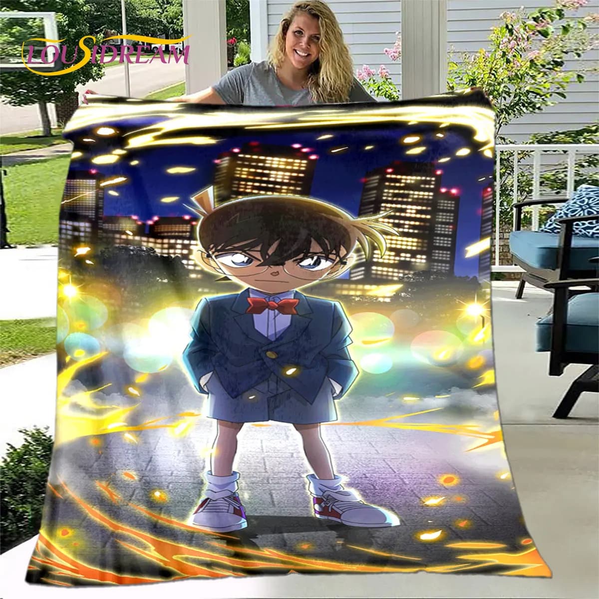 Anime Detective Conan Cartoon Soft peluche coperta, coperta di flanella coperta per soggiorno camera da letto divano Picnic Cover 3D