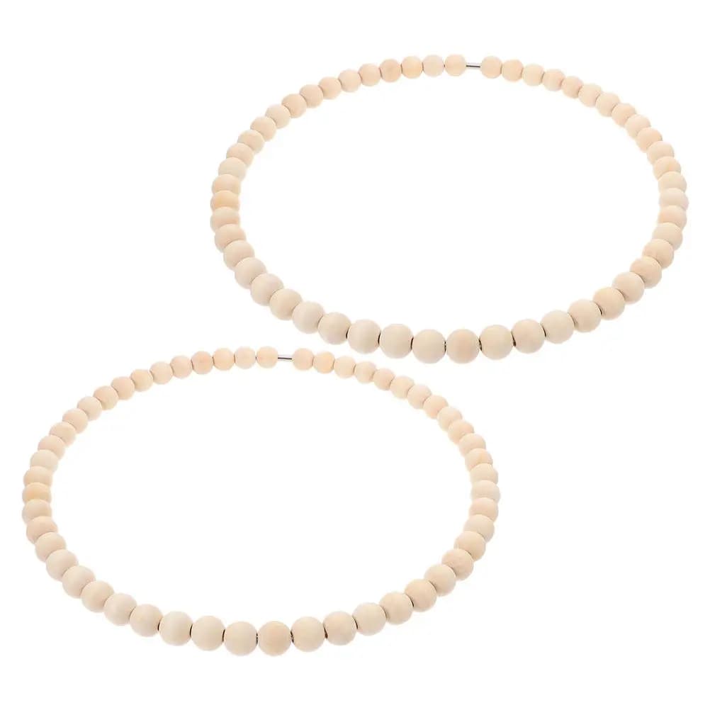 2Pcs Wooden Bead Wreath DIY Stainless Steel Hoop 30Cm Dream Catcher Round Hoops Boho Wedding Home Decor Party Floral Hoop