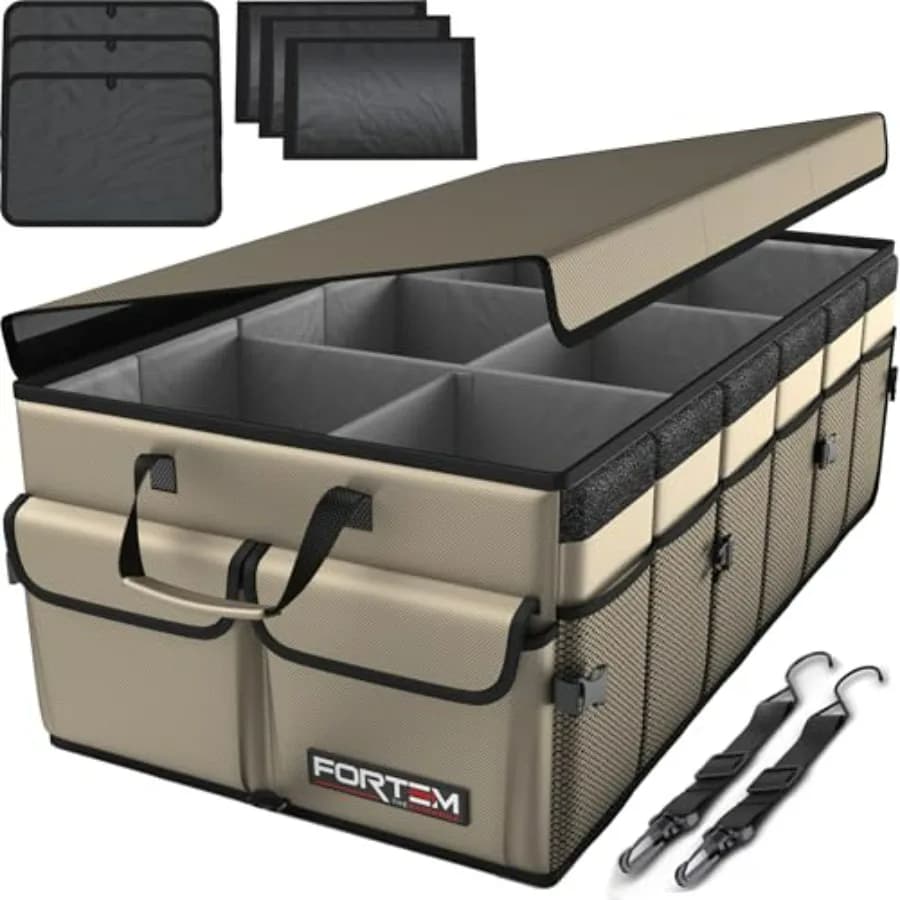 Organizer per Bagagliaio Auto SUV, Organizzatore Pieghevole per Bagagliaio, Accessori Auto per Donne e Uomini, Borsa Richiudibile, Regalo di Natale Perfetto