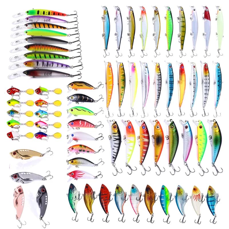 Pesca 3/5/8 pezzi Luya Set di esche bioniche artificiali casuali - Set di esche da pesca di qualità Minnow/VIB con doppi ganci Pesca all'aperto