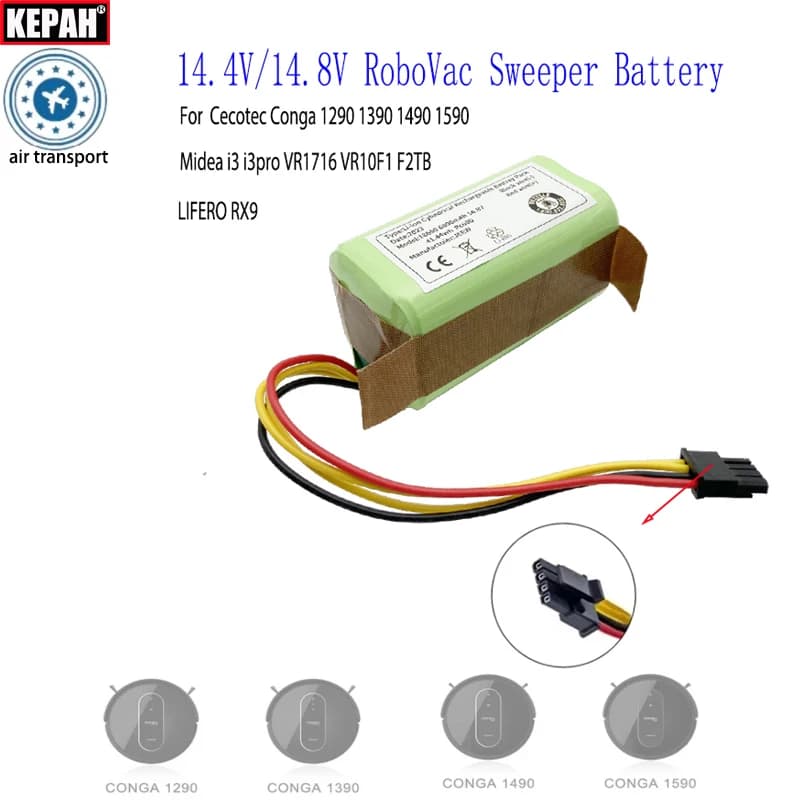 14.4V 14.8V Li-ion Battery for Cecotec Conga 1290 1390 1490 1590，C50 LIFERO RX9 Midea i3 i3pro F2TB Robotic Vacuum Cleaner