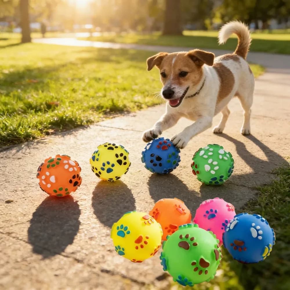 Squeaky Plastic Footprint Balls Toys Dogs Interactive Toys Dog Cat Bite Resistant Grinding Teeth Cleaning Vocalize Pet Supplies