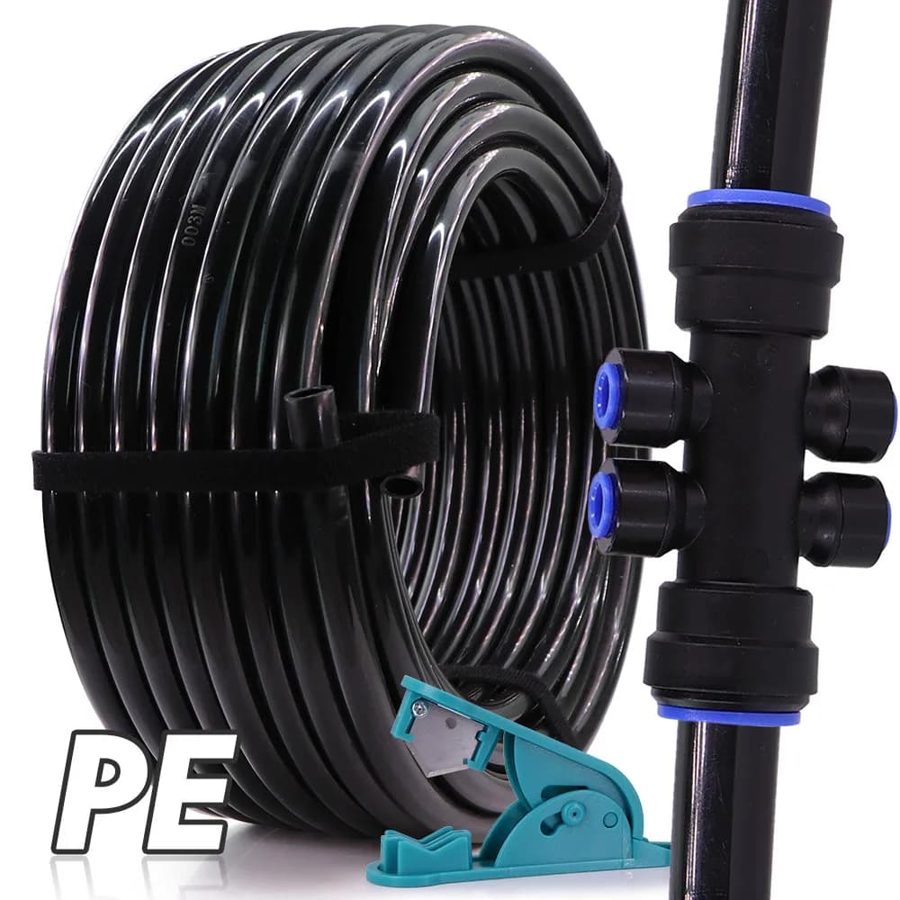 1/2 "OD-15mm PE Tubo di Irrigazione del Giardino Irrigazione Automatica a Prova di Pressione Nero Tubo Principale Prato Frutteto Agricoltura Micro Gocciolamento Raccordi