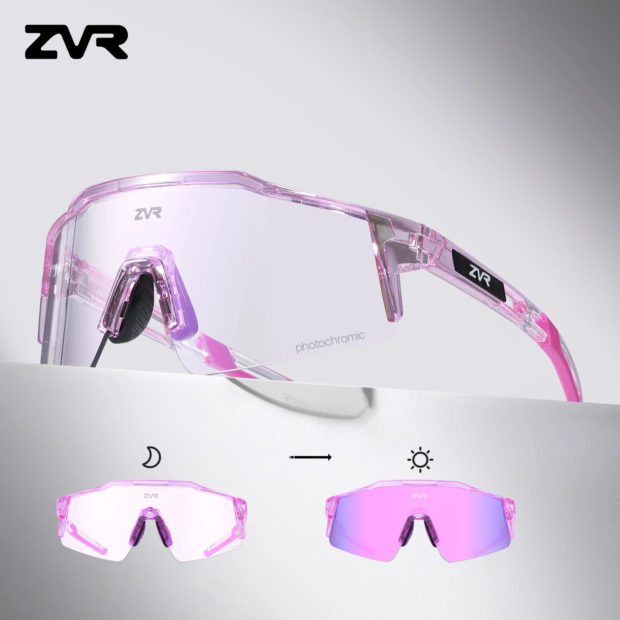 ZVR Occhiali da ciclismo fotocromatici Occhiali da sole UV400 Occhiali da bicicletta per sport all'aria aperta Occhiali flessibili leggeri da corsa MTB