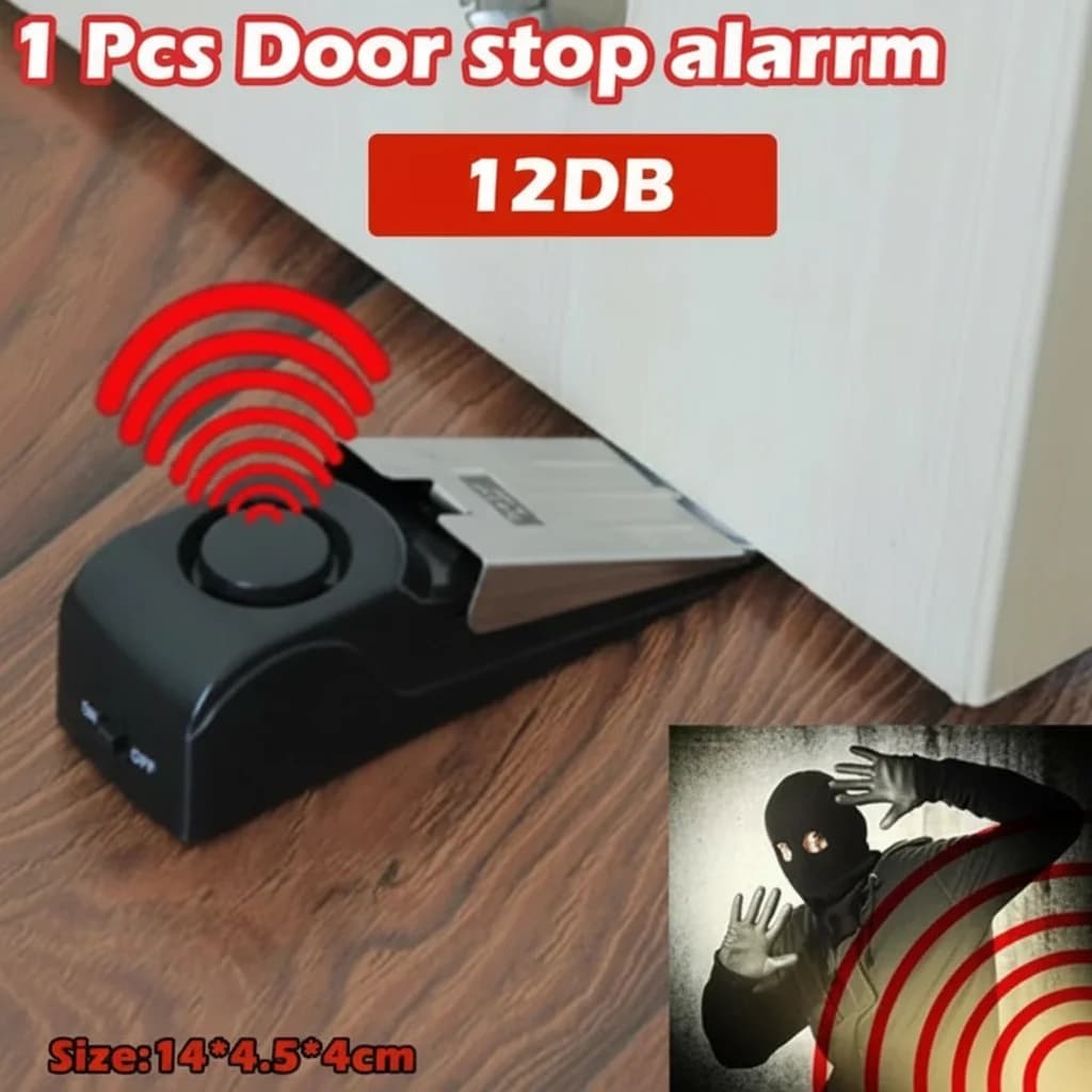 Mini sistema di allarme di sicurezza a forma di cuneo con allarme di arresto porta wireless da 120 dB per la casa