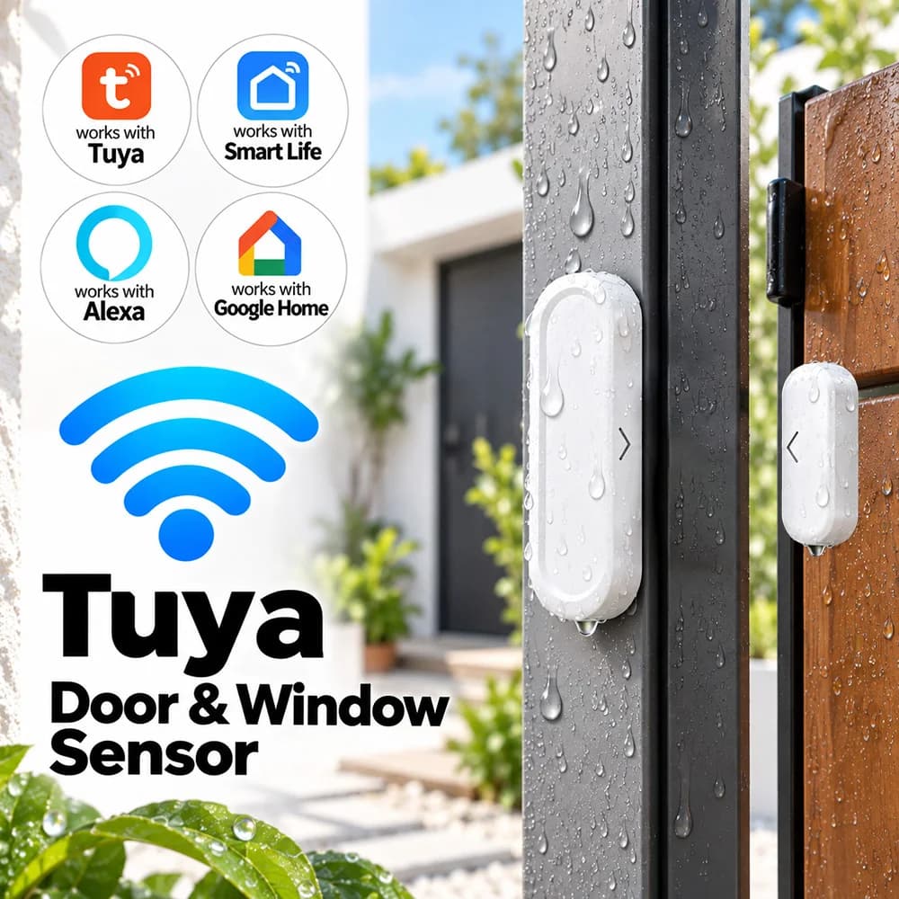 Tuya WiFi IP65 Smart Door Window Sensor Remote Open Close Alarm Detector Works with Smart Life Alexa Google Home