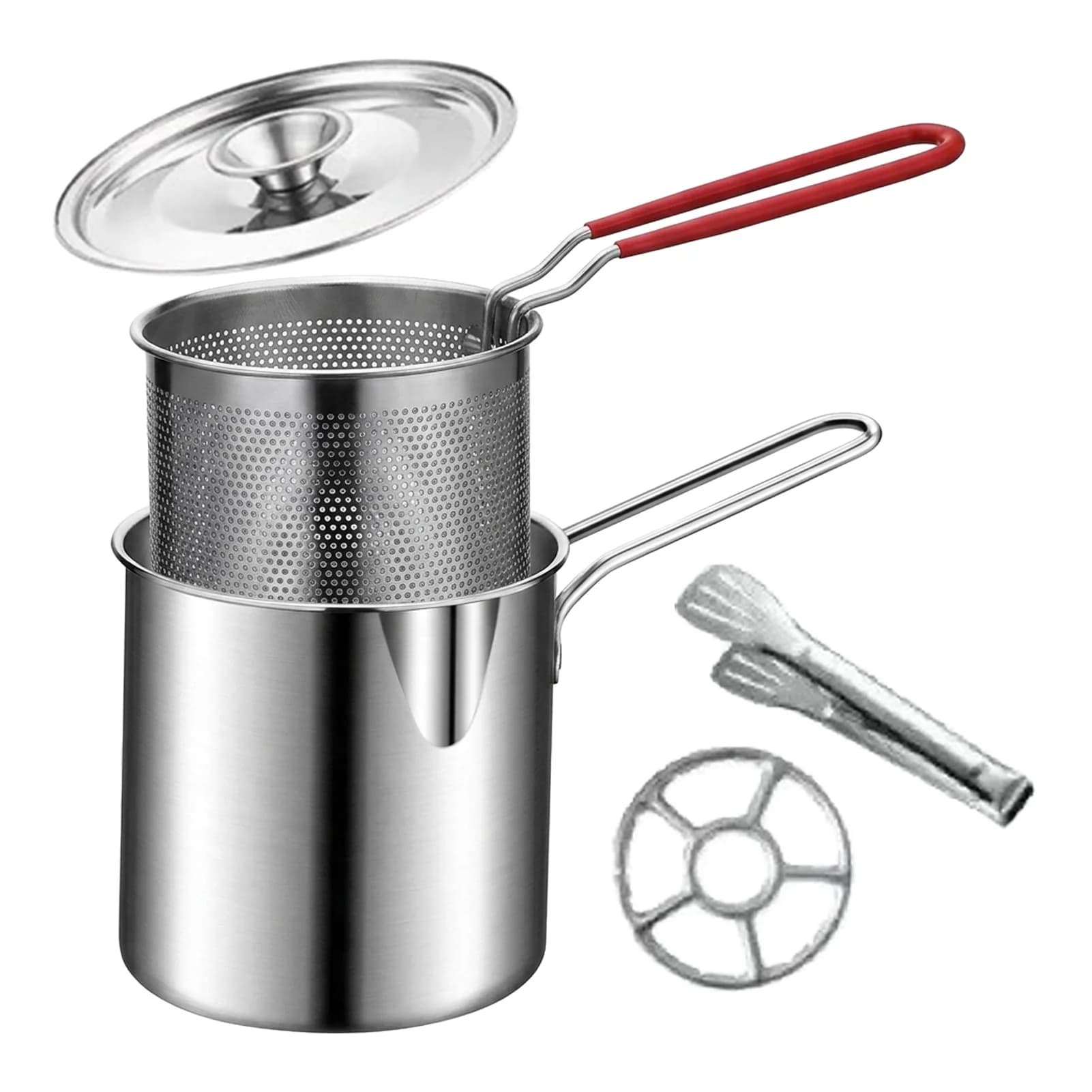 Deep Fryer Pot Heavy Duty Stainless Steel Fry Pan for Home Cooking Induction Gas Stove Uncoated Mini Kitchen Cookware Set