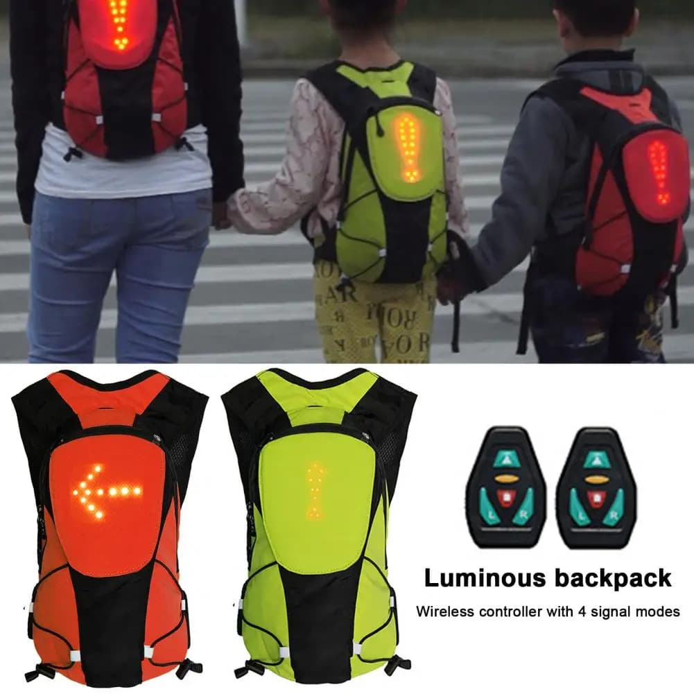 5L Cycling Backpack Luminous Rechargeable LED Signal Panel Backpack Reflective Safety Night Riding Backpack Running Camping Bag