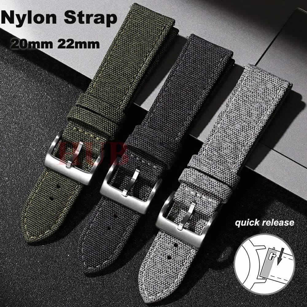 20mm 22mm nylon strap vintage cowhide leather strap fast grey business style for men women bracelet accessories