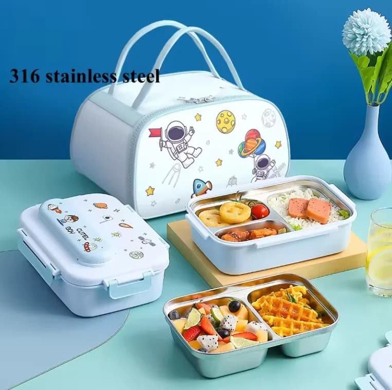 Portapranzo isolato in acciaio inossidabile di vendita calda 2 o 3 scomparti per bambini Grandi regali