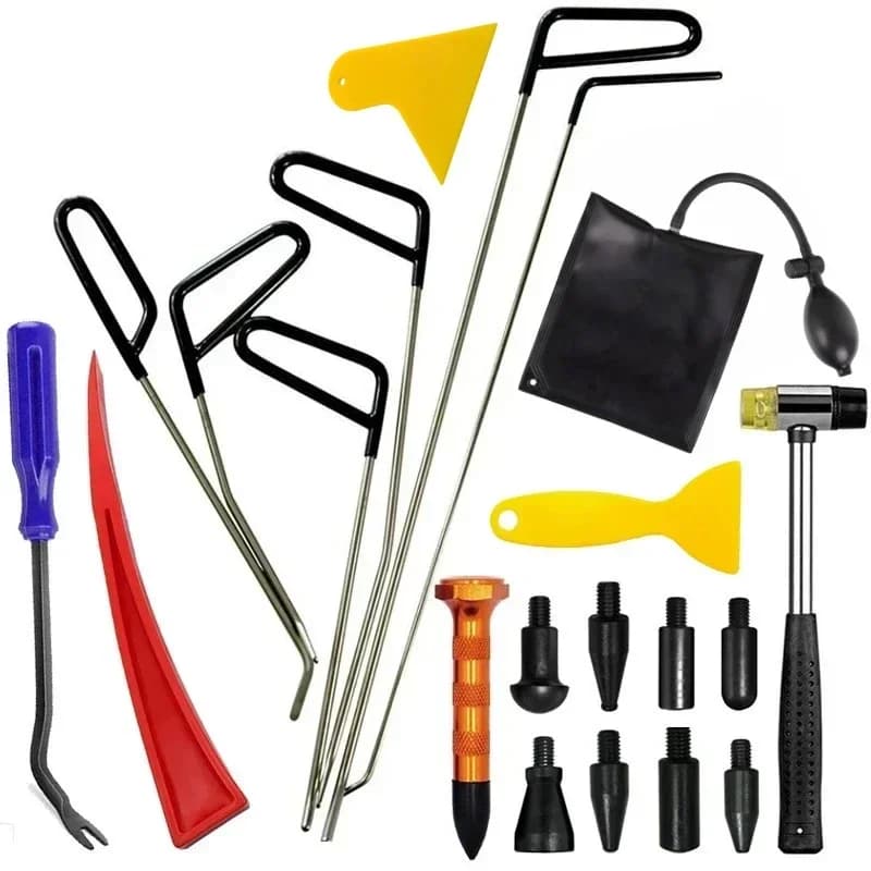Kit piede di porco per rimozione ammaccature carrozzeria auto Grêle automatico Riparazione smontaggio ammaccature Ganci Strumenti aste di spinta per officina automobilistica