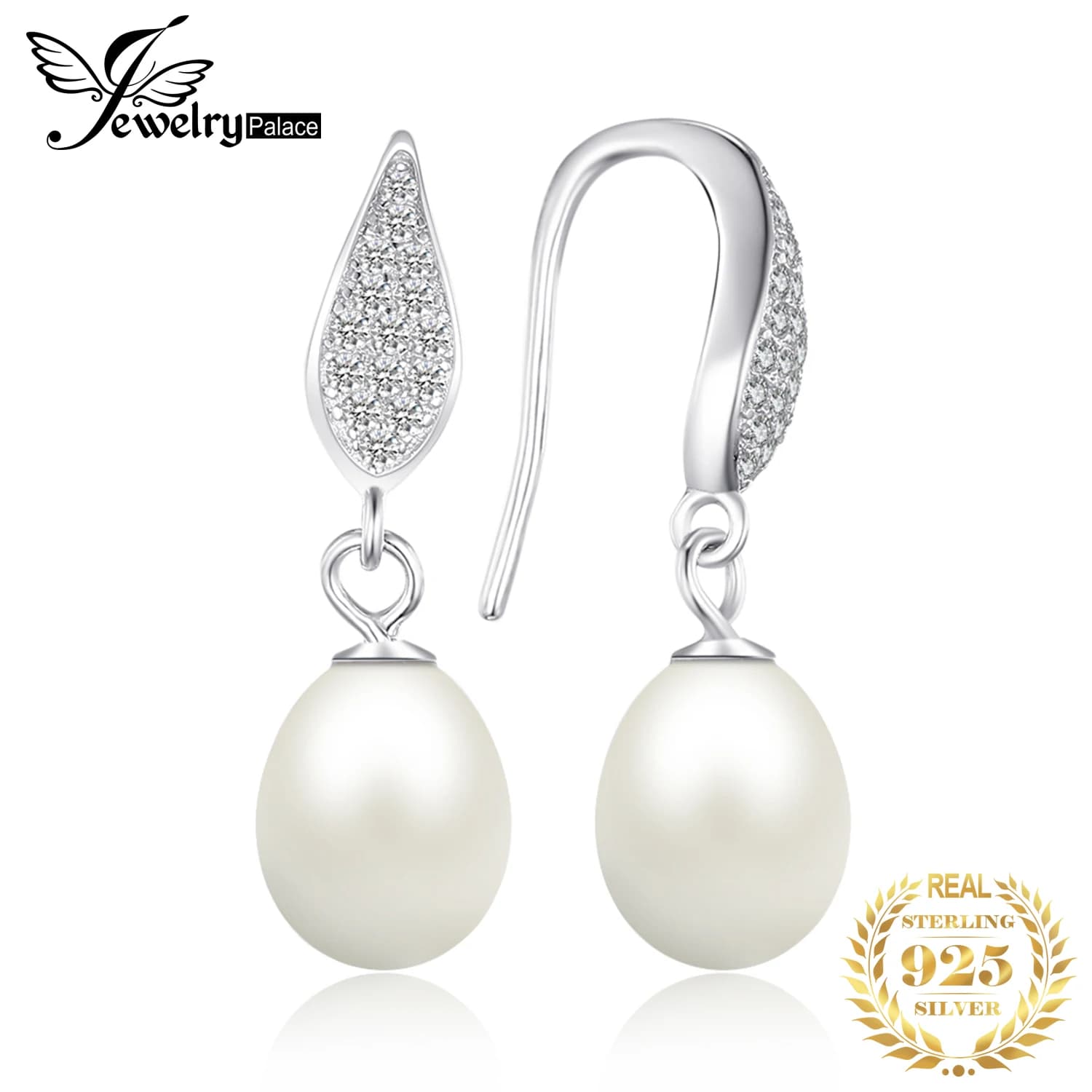 JewelryPalace 7-9mm perla d'acqua dolce 925 orecchini pendenti in argento Sterling per le donne regalo alla moda di moda regalo di gioielleria raffinata
