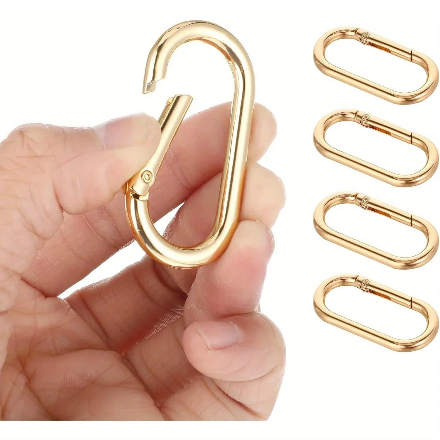 Five-piece alloy keychain, multi-functional O-ring clip oval quick-release design, wallet clip with extension chain, metal spring clip