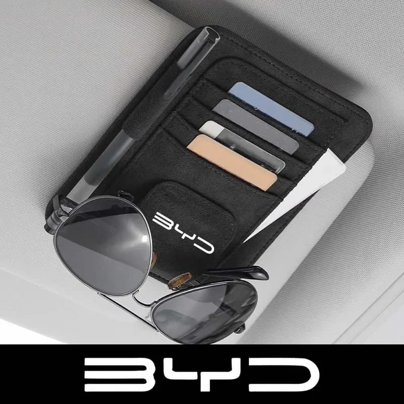 Organizer per Parasole Auto con Clip per Occhiali, Porta Carte e Biglietti per BYD M6 G3 G5 T3 13 F3 F0 S6 S7 E5 E6 L3 Tang Yuan Atto3