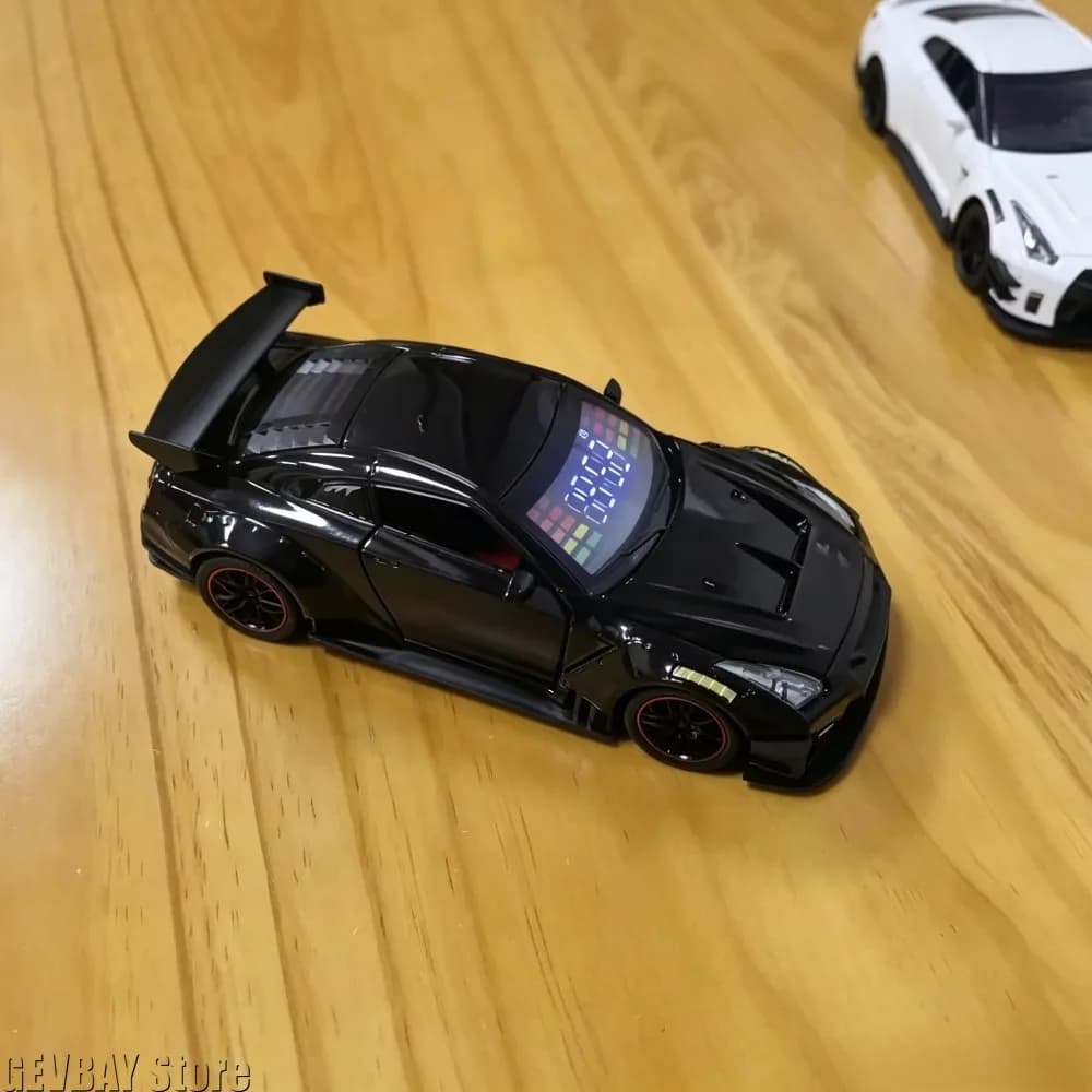 Sveglia a Forma di Supercar in Lega con Funzione di Simulazione del Suono dello Scarico, Porta Girevole e Luci Accendibili