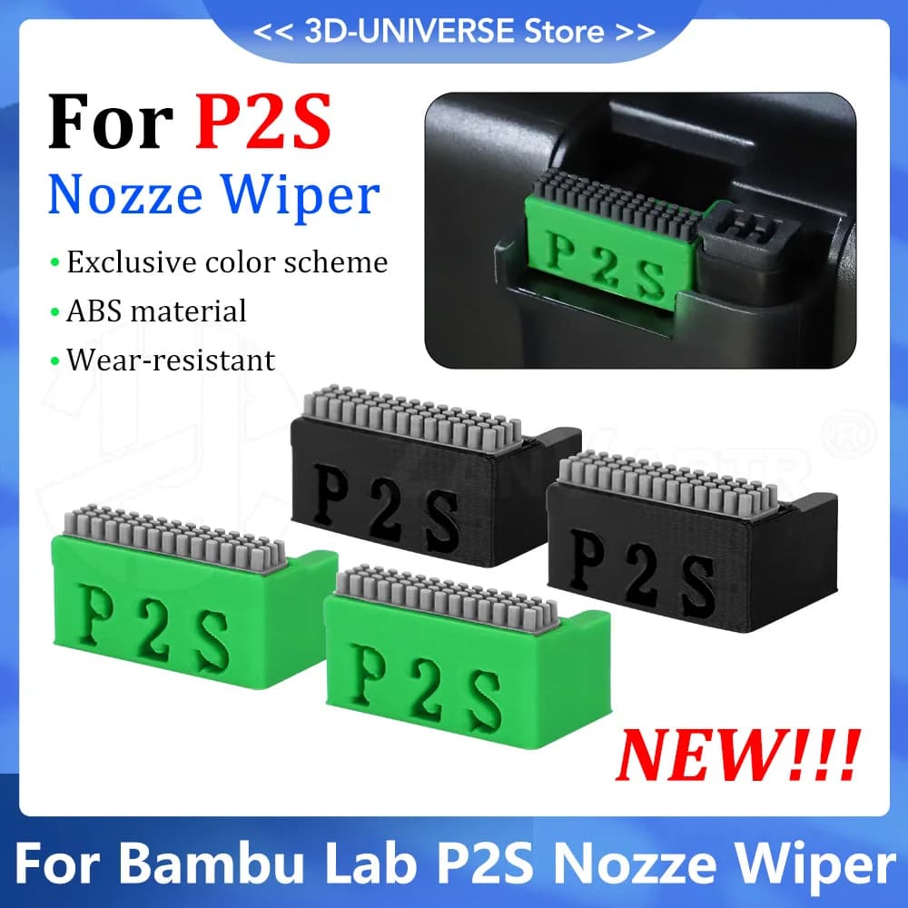 Per Bambu Lab P2S Versione Aggiornata, Ugello Tergicristallo in Materiale ABS, Ugello di Pulizia ad Alta Efficienza Verde Nero per Parti di Stampanti 3D