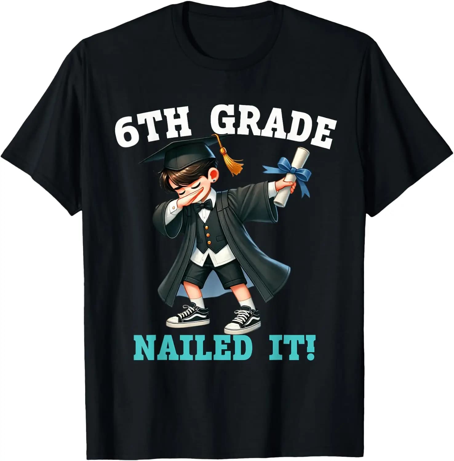 Funny 6Th Grade Boys Graduation Grad Dabbing Class Of 2026 T-Shirt Summer Short-Sleeved Breathable Sweat-Wicking Versatile