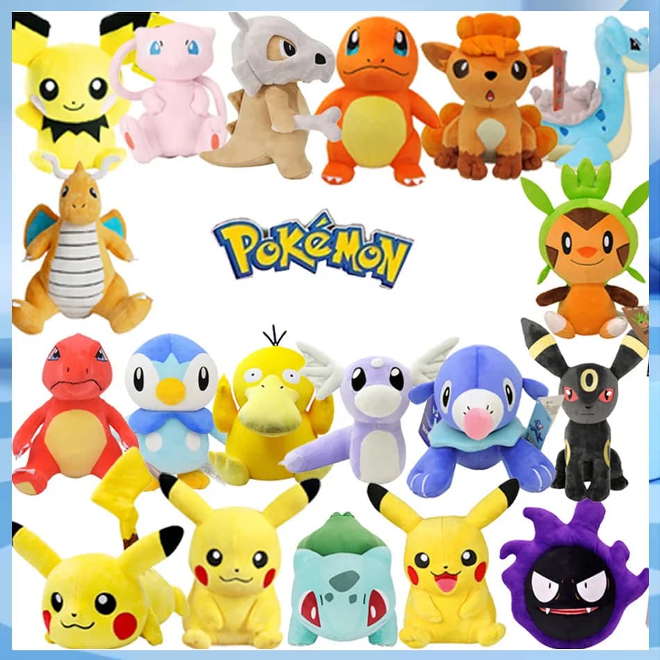 2025 * Carino Pikachu Peluche Pokemon Charmander Squirtle Bulbasaur Bambola di pezza Eevee Scorbunny Gengar Snorlax Regali di Natale