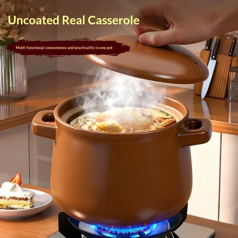 Stock Pentola Zuppa di argilla ceramica non smaltata Stufato Pentola Piano cottura Stufa a gas Sicuro Resistente alle alte temperature Resistente al calore a secco Cucina domestica