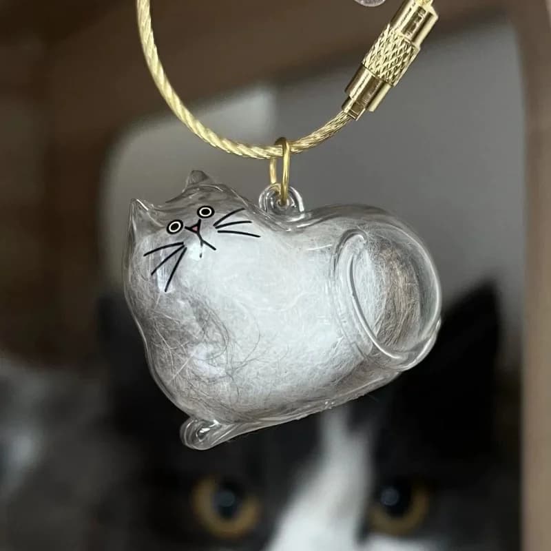 1 Pezzo Portachiavi con Ciondolo Gatto o Cane, Gatto Ginger, Gatto Siamese, Gatto Calico, Scatola Portaoggetti, Decorazione da Appendere per Borsa, Souvenir per la Toelettatura del Pelo di Animali Domestici