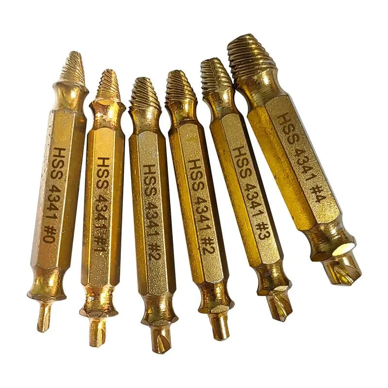 Set di strumenti per filo rotto con punta per cacciavite per rimozione denti scorrevoli per vite a doppia testa HSS da 6 pezzi